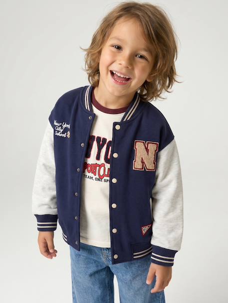 Teddy sweatshirt for boys fir green+navy blue - vertbaudet enfant 