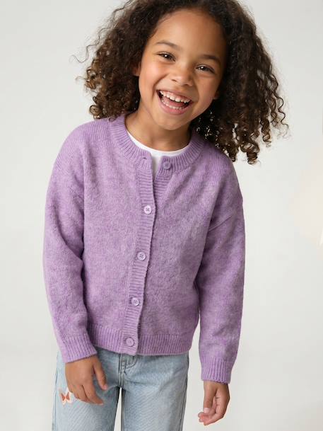 Gilet fille manches longues écru+lavande+vert sauge - vertbaudet enfant 