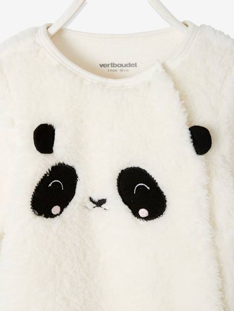 'Panda' Pramsuit in Faux Fur, for Baby Boys BROWN MEDIUM SOLID WITH DESIGN+White - vertbaudet enfant 
