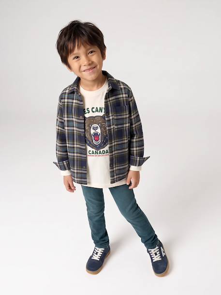 Chequered Flannel Shirt for Boys camel+chequered green+chequered navy blue+English green+night blue+slate blue - vertbaudet enfant 