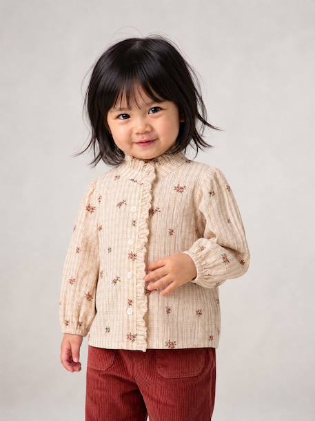 Blouse with long sleeves for baby girls ecru - vertbaudet enfant 