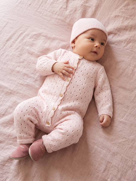 Newborn playsuit and hat set for girls pale pink - vertbaudet enfant 