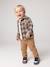 Chequered Flannel Shirt for Babies khaki+navy blue - vertbaudet enfant 