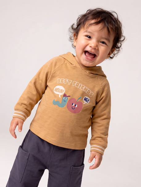 T-shirt à capuche manches longues bébé garçon ocre - vertbaudet enfant 