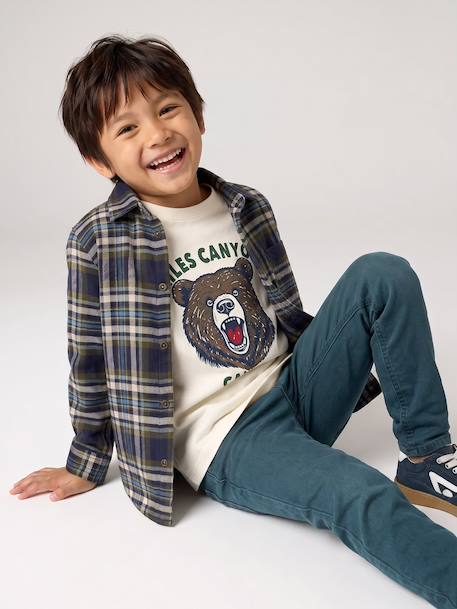 Chequered Flannel Shirt for Boys camel+chequered green+chequered navy blue+English green+night blue+slate blue - vertbaudet enfant 