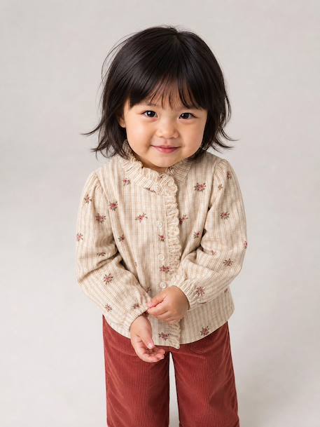 Blouse with long sleeves for baby girls ecru - vertbaudet enfant 