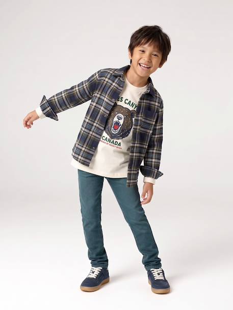Chequered Flannel Shirt for Boys camel+chequered green+chequered navy blue+English green+night blue+slate blue - vertbaudet enfant 