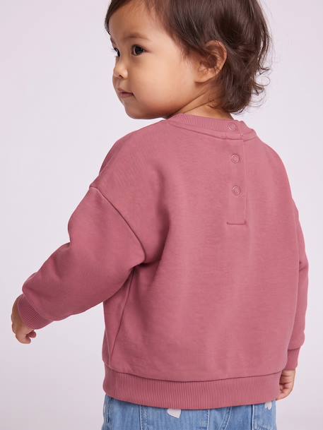 Baby sweatshirt with printed message raspberry pink+rosy+vanilla - vertbaudet enfant 