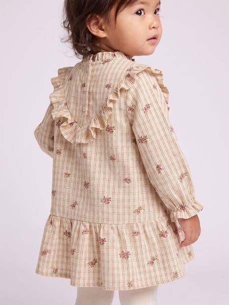 Long-sleeved dress for baby girls ecru - vertbaudet enfant 