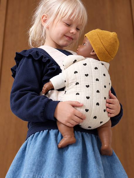 Porte-poupon en gaze de coton jaune+noir+rose+rose imprimé - vertbaudet enfant 
