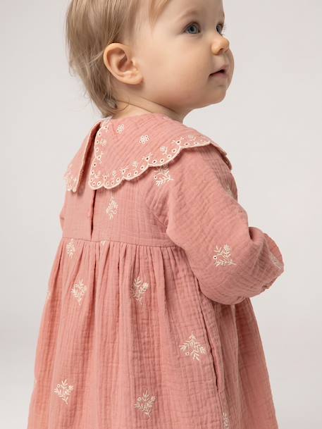 Long-sleeved dress for baby girls apricot - vertbaudet enfant 