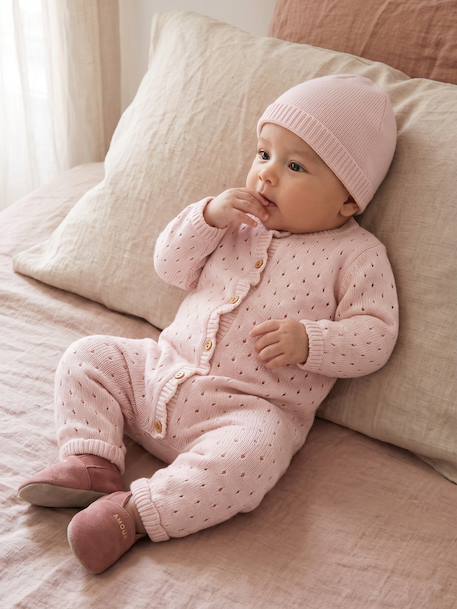 Newborn playsuit and hat set for girls pale pink - vertbaudet enfant 