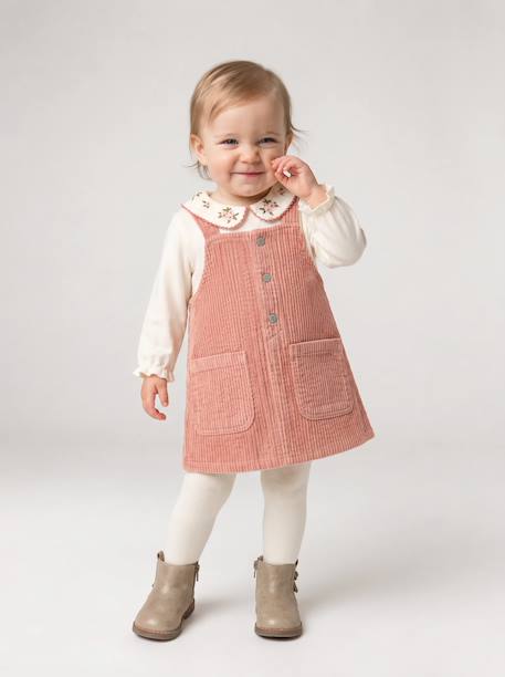 3-piece dress, T-shirt and tights set for baby girls blush - vertbaudet enfant 