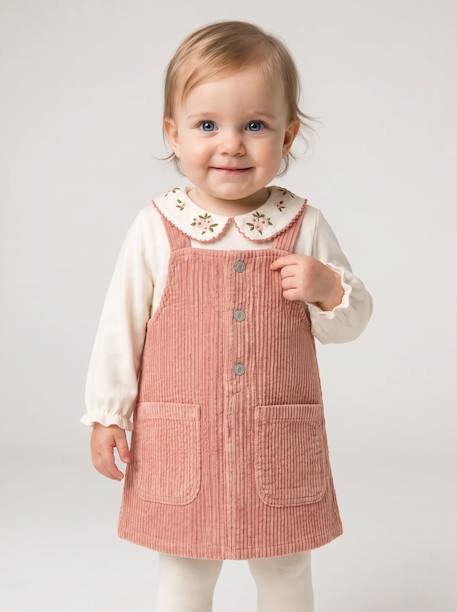 3-piece dress, T-shirt and tights set for baby girls blush - vertbaudet enfant 