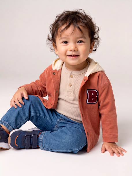Hooded overshirt for baby terracotta - vertbaudet enfant 