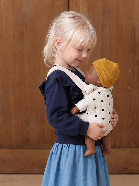 Porte-poupon en gaze de coton jaune+noir+rose+rose imprimé - vertbaudet enfant 