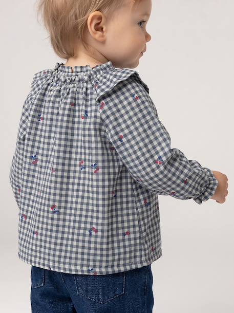Long-sleeved blouse for baby girls grey blue - vertbaudet enfant 