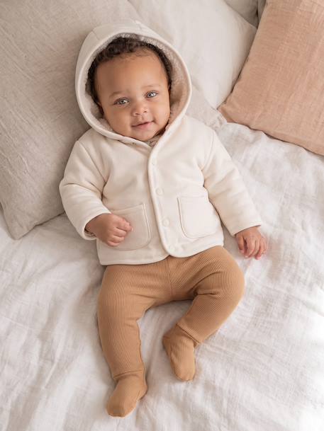 Gilet à capuche naissance vanille - vertbaudet enfant 