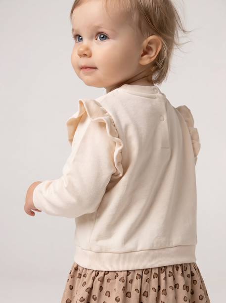Long-sleeved dress for baby girls vanilla - vertbaudet enfant 