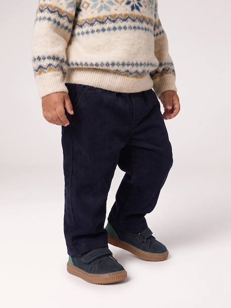 Corduroy trousers for baby boys khaki+navy blue - vertbaudet enfant 