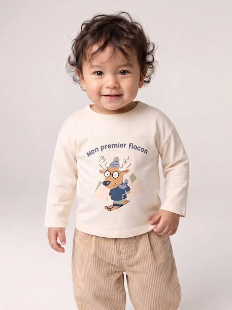 Long-sleeved T-shirt for baby ecru - vertbaudet enfant 