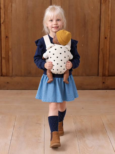 Porte-poupon en gaze de coton jaune+noir+rose+rose imprimé - vertbaudet enfant 
