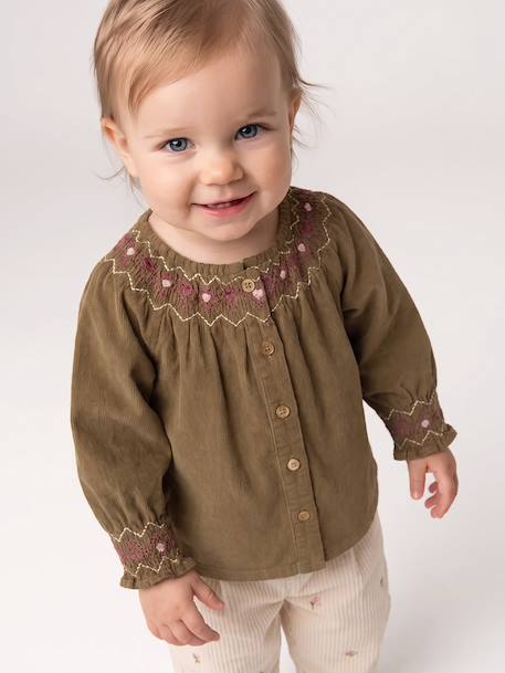 Blouse bébé fille manches longues olive - vertbaudet enfant 