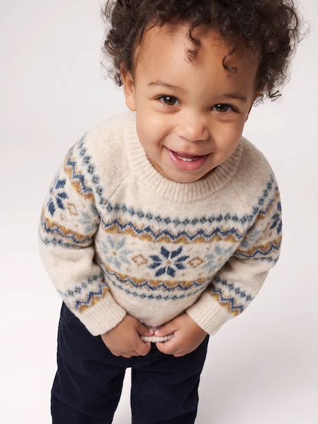 Pull bébé garçon manches longues beige chiné - vertbaudet enfant 