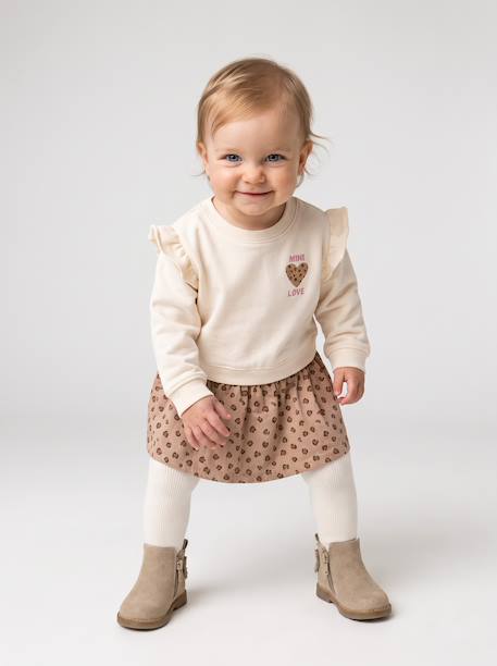 Long-sleeved dress for baby girls vanilla - vertbaudet enfant 