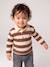 T-shirt polo bébé rayé manches longues bleu grisé+cacao - vertbaudet enfant 