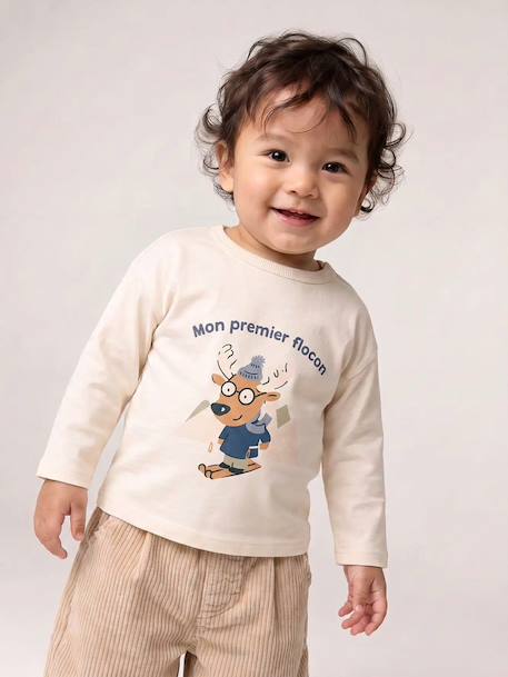 Long-sleeved T-shirt for baby ecru - vertbaudet enfant 