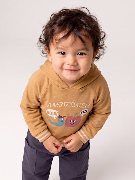 T-shirt à capuche manches longues bébé garçon ocre - vertbaudet enfant 