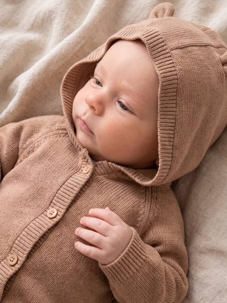 Combinaison bébé à capuche manches longues beige - vertbaudet enfant 