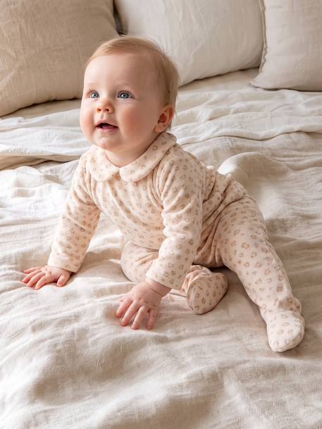 Lot de 2 pyjamas bébé fille ouverture dos beige chiné - vertbaudet enfant 