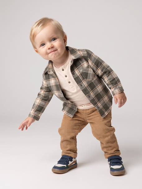 Corduroy Trousers for Babies brown+caramel+grey blue+lichen - vertbaudet enfant 