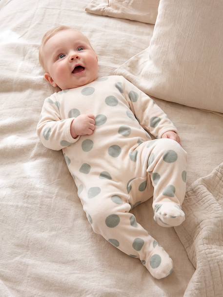 Pack of 3 baby sleepsuits with back opening marl beige+marl grey+sage green - vertbaudet enfant 