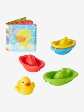 Puériculture-Toilette de bébé-Le bain-Set livre, canard et bateaux de bain