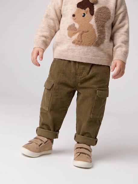 Corduroy trousers for baby boys khaki - vertbaudet enfant 
