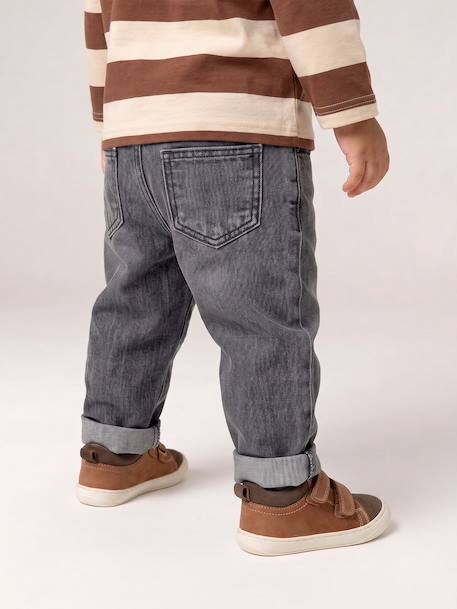 Basics denim jeans for babies with elasticated waist and pockets brut denim+denim grey - vertbaudet enfant 