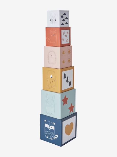 Tour de cubes + animaux en bois multicolore - vertbaudet enfant 