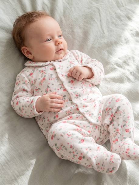 Pack of 2 baby sleepsuits with front opening cappuccino+pale pink+sage green - vertbaudet enfant 