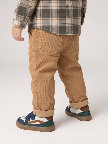 Corduroy Trousers for Babies brown+caramel+grey blue+lichen - vertbaudet enfant 