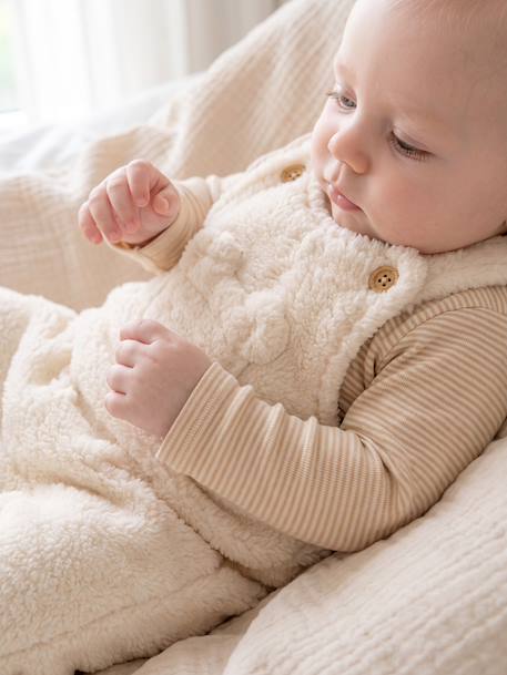 Dungarees and bodysuit set for baby vanilla - vertbaudet enfant 