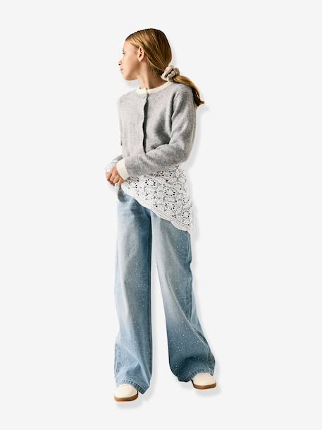 Cotton triangular scarf with lace Name It for girls ecru - vertbaudet enfant 