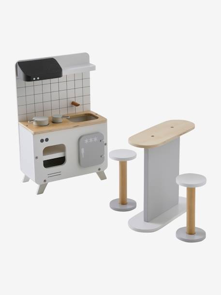 Mobilier de cuisine pour poupée mannequin en bois FSC® blanc - vertbaudet enfant 