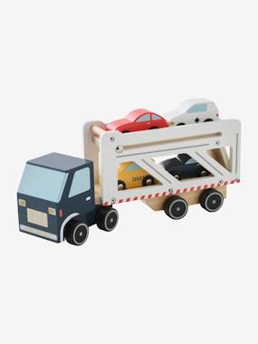 Jouet-Jeux d'imagination-Véhicules, garages, circuits et trains-Camion remorque avec voitures en bois FSC®