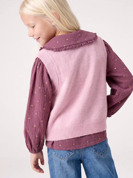 Gilet sans manches fille boutonné devant lilas+vanille - vertbaudet enfant 