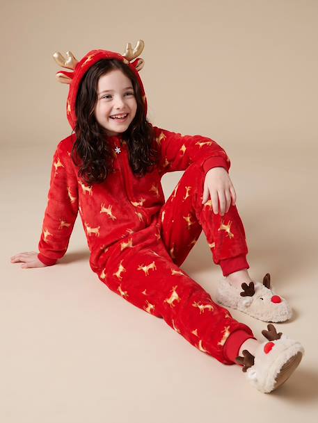 Combinaison de nuit Noël fille à capuche rouge - vertbaudet enfant 