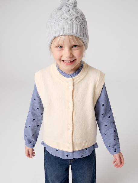 Gilet sans manches fille boutonné devant lilas+vanille - vertbaudet enfant 
