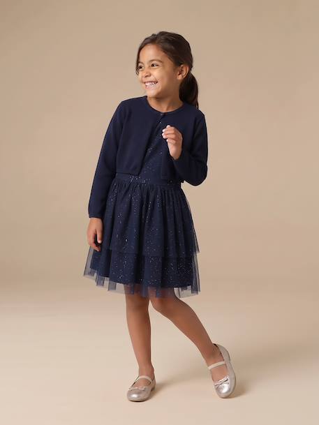Dress and cardigan set for girls navy blue - vertbaudet enfant 